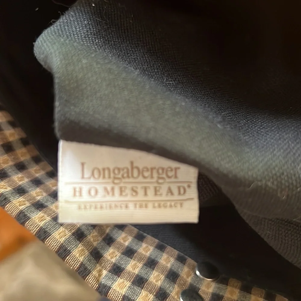 Longaberger plaid tote. Black/tan purse grandma core coastal grandma